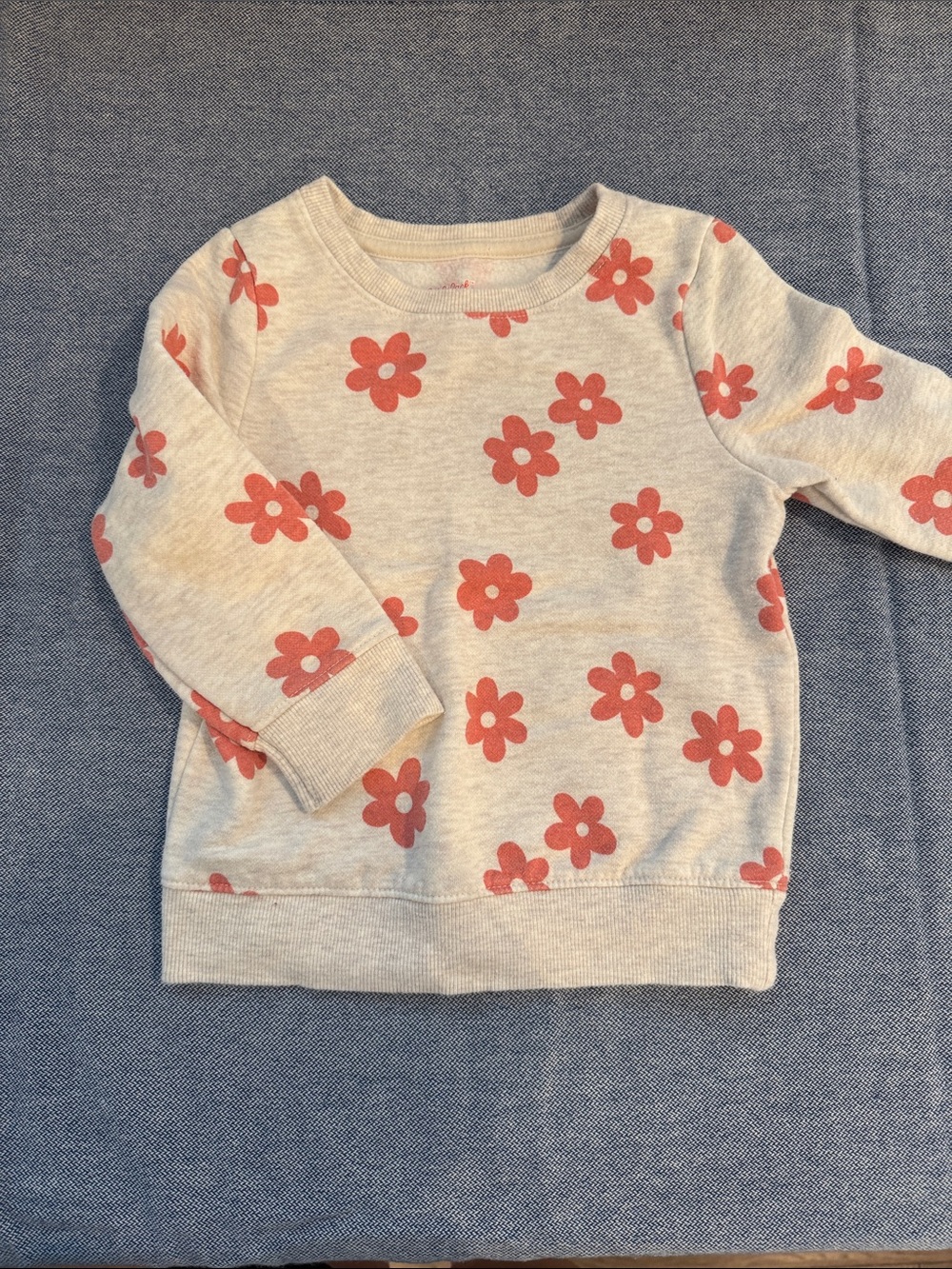 Cat & Jack Cream Crew Sweatshirt with Pink Daisy Print